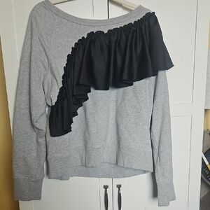 J. Crew Gray Ruffled Sweatshirt